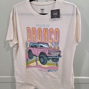 Women's Ford Bronco T-shirt Cream And Pink XXL NWT Grayson Threads